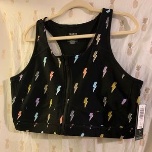 Torrid. 3xl. Black sports bra. Zipper front.